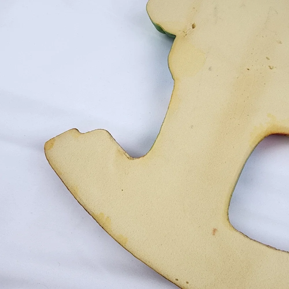 Vtg Syroco Foam Craft‎ Patchwork Rocking Horse Teddy Bear, Nursery Wall Baby